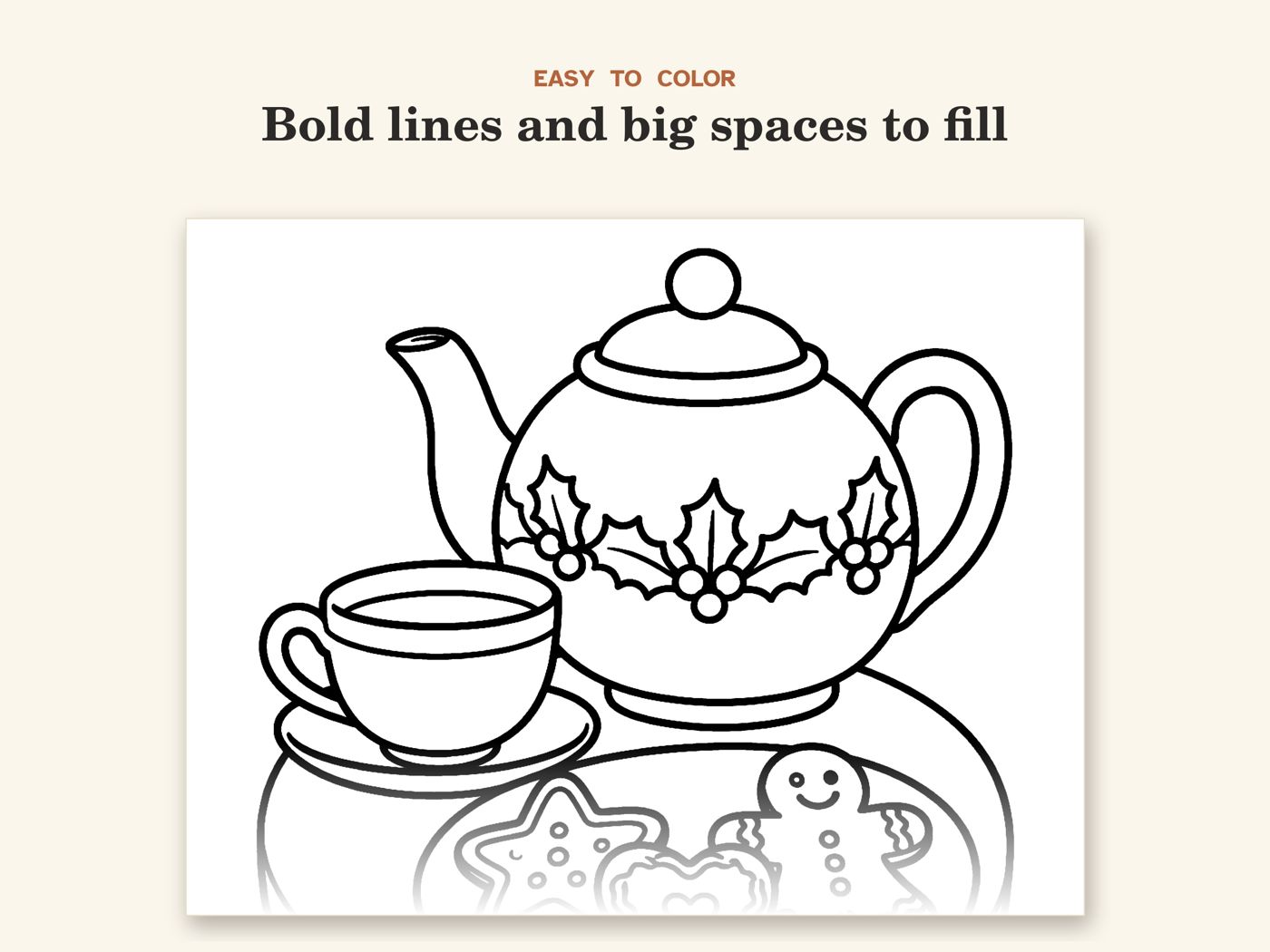 Show picture 2: Close-up of a page: thick outlines and big open spaces