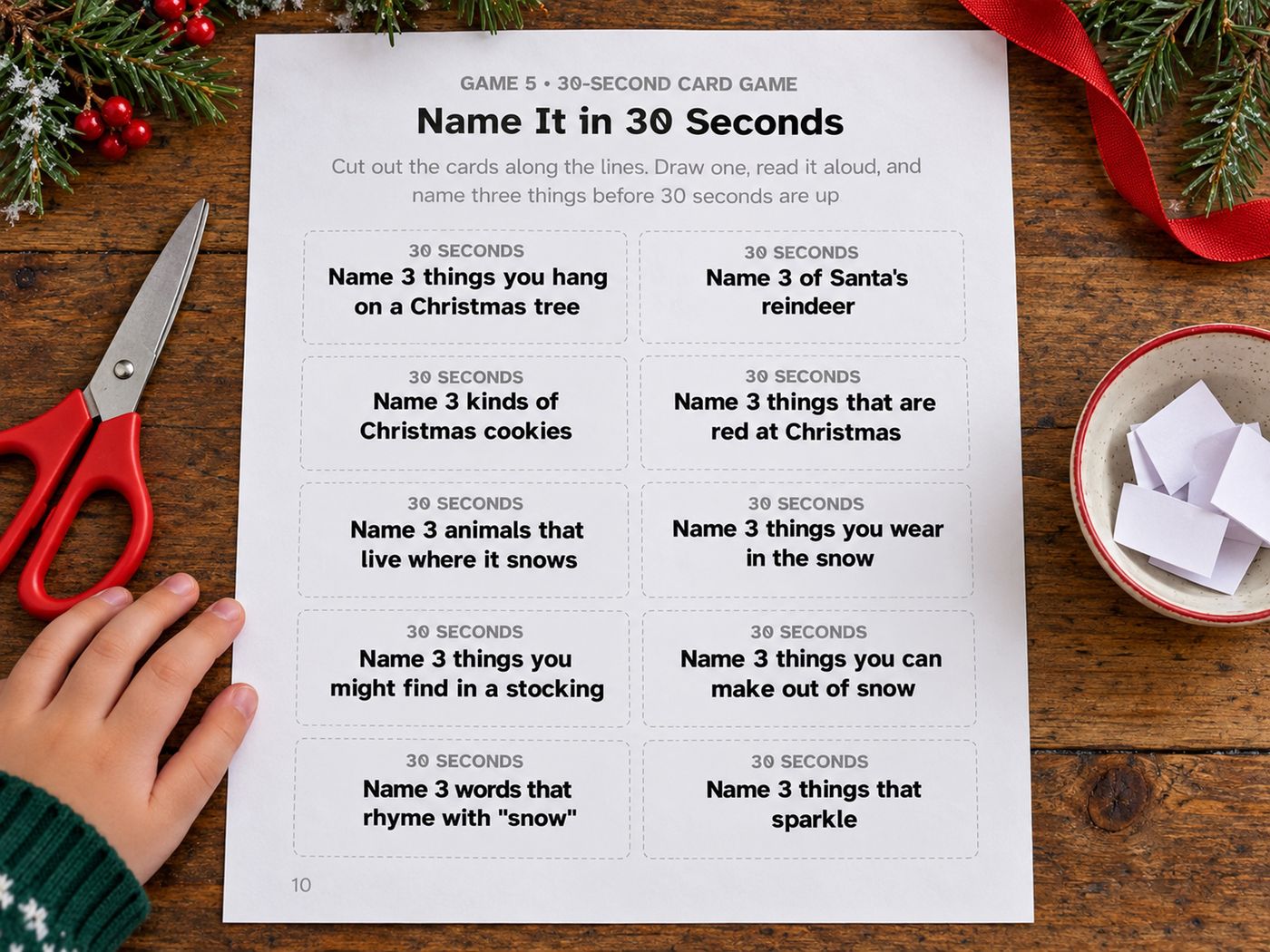Show picture 4: Name It in 30 Seconds cards, ready to cut out