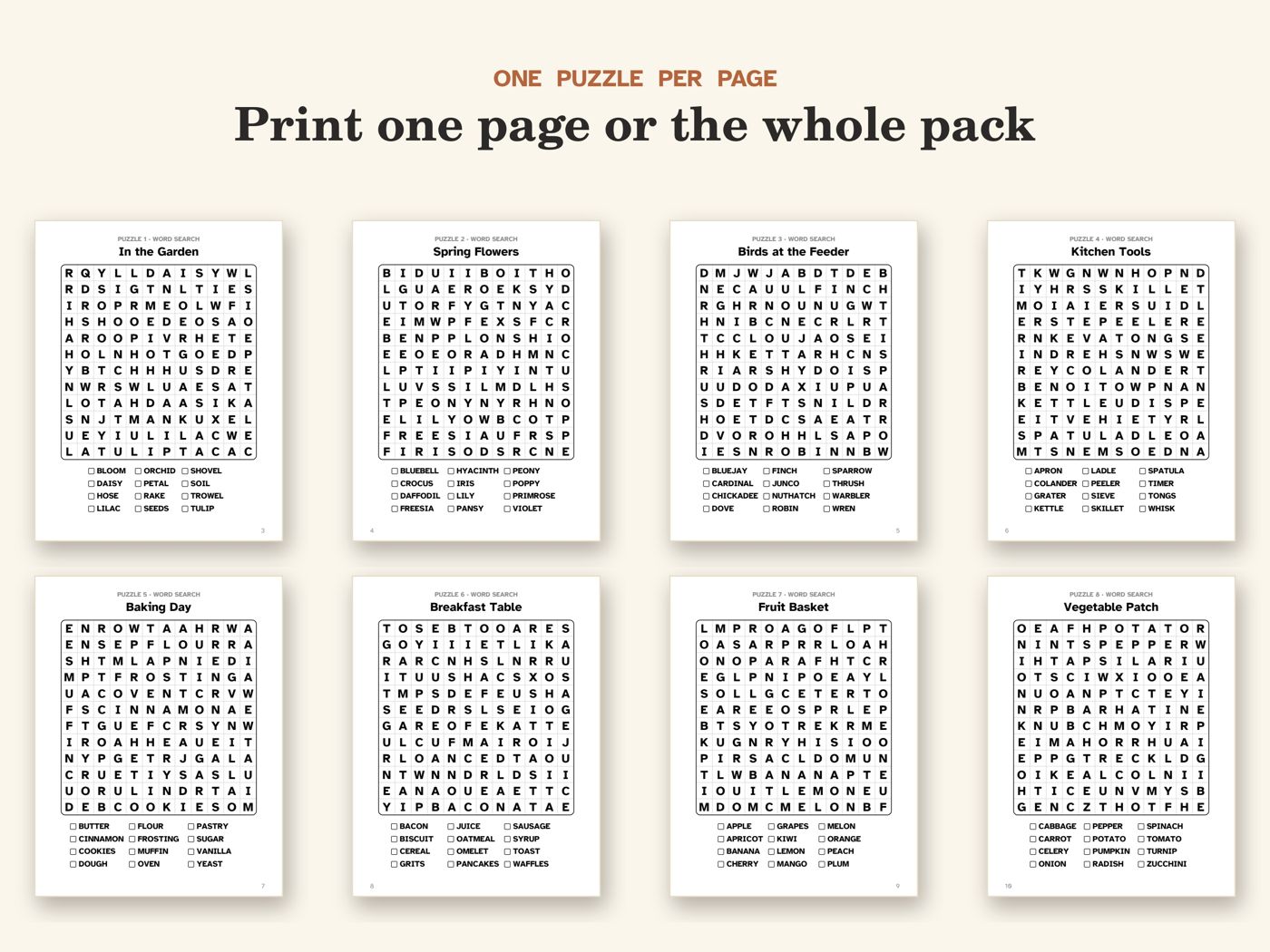 Show picture 6: One puzzle per page: print one or the whole pack
